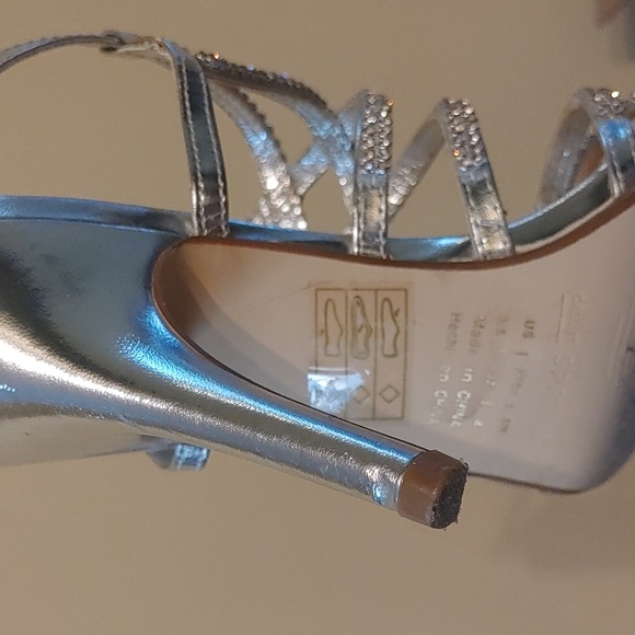 Silver Rhinestone Strap Heels - Picture 3 of 7